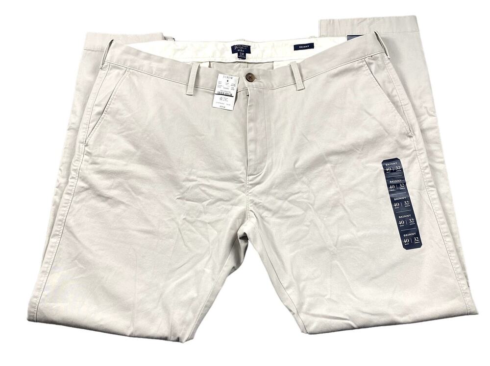 J.Crew Pants Men 40x32 Beige Chinos Skinny Fit Casual Classic Work NWT AN792